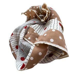 Vintage 70s Polka Dot Stripe Rectangle Scarf Lightweight Multicolor Bandana